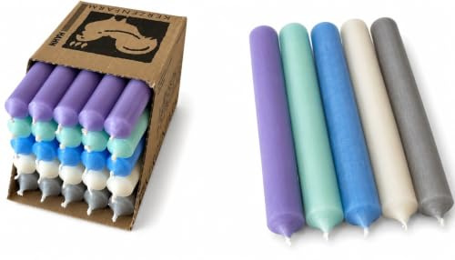 Kerzenfarm Hahn Stabkerzen Bunt Kerzenset 25 Stück - Premium Qualität Made in Germany - 22mm Durchmesser, 18cm Länge bunte Kerzen durchgefärbt - Stabkerzen pastellfarben - Tafelkerzen (Set 4)