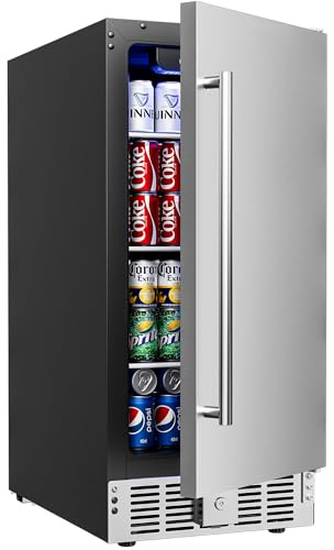EUHOMY 125 Can Under Counter Beverage Refrigerator, 15 Inch Beverage Fridge