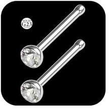 AceFun piercing nez titane argent 20G tire bouchon piercing nasal boulon 1.5mm 2mm 2.5mm 3mm CZ acier cristal vis nostril bijoux pour femmes hommes 2 pièces pliées G23 20 Gauge