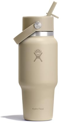 Hydro Flask – Wide Flex Straw Travel Bottle 710ml (24 oz) – Leakproof, Insulated, Cupholder Compatible – Keeps Drinks Cold 24 Hrs – Flex Straw Cap – Oat