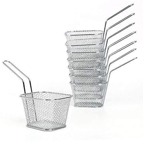 FreeTec Set di 8 Pezzi Mini Crom Chip Frittura Servire Cesto Cestini Fritti, Ideale per Patatine Fritte, Gamberetti, Anelli di Cipolla