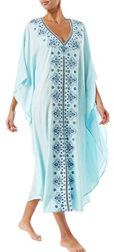 LikeJump Donna Caftan Abito da Spiaggia Maxi Parei Copri Bikini Costume da Bagno Cover Up