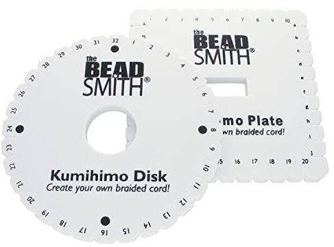 The Beadsmith Kumihimo - Set di 2 dischi rotondi e quadrati in schiuma spessa 3/8, diametro 15 cm, strumenti per gioielli per intrecci Kumihimo e macramè