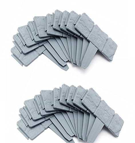AOXHFNV Recinzione da giardino in plastica grigia, bordatura da giardino effetto pietra, bordo per tagliaerba e aiuole (20 pezzi)
