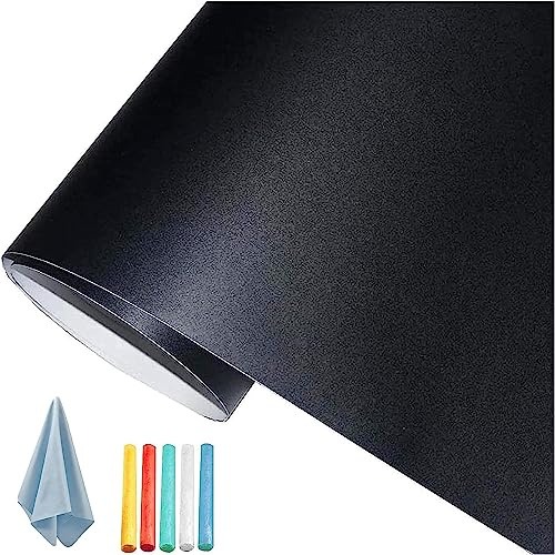 Lifetree Pellicola autoadesiva per lavagna, colore nero: lavabile, multifunzione, con 5 gessetti opachi come lavagnetta per parete o fai da te, ufficio, 60 x 200 cm