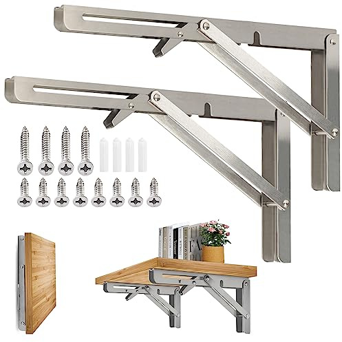 Équerre Pliante 500mm,2 Pièces Support Console Pliable Chargeable 150 kg,Lourds Support Console Pliable,Equerre Etagere Pour Garage,Cuisine,Chambre