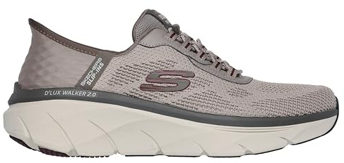Skechers Mens D'lux Walker 2.0 Rezinate Hands Free Slip-in, Taupe, 6.5 UK