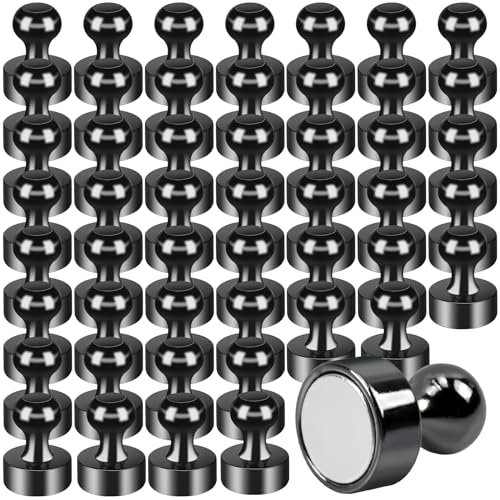 MIN CI 50 Stück starke schwarze Kühlschrankmagnete, 12x16 mm, Neodym-Magnete, rund, für Handwerk, Whiteboard, Vorhang, Pinnnadeln und Clips, Büro