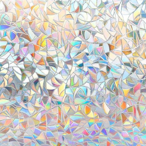 Kromapolis Stained Glass Window Film, Rainbow Window Film Self Adhesive, Bathroom Vinyl Privacy Film 44.5 x 400 m