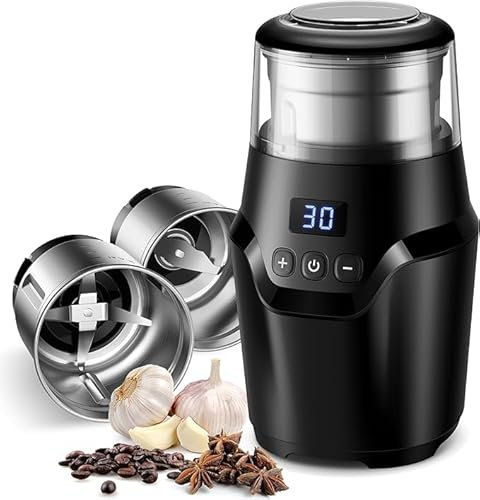 SHARDOR Macinacaffè elettrico, macinacaffè silenzioso con timer digitale intelligente, coltello Z in acciaio inox per una macinazione rapida e uniforme di chicchi di caffè, noci, grani