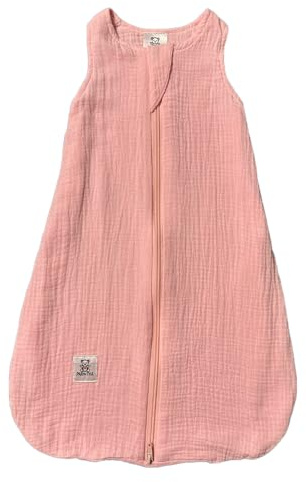 Parintha Gigoteuse Été Bébé 0,5 TOG 6 Mois – Mousseline de Coton Doublée Respirante – Conception Française – Turbulette Légère et Douce 3 Tailles Disponibles (Rose Pastel, 3-6 Mois H68)