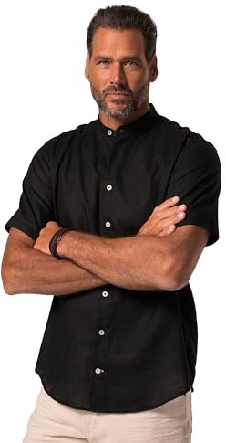 JP 1880 Chemise en Lin Mélangé, Manches Courtes et Col Officier, Coupe Modern Fit Chemise Homme