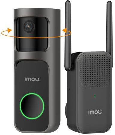 Imou 4MP Panoramic Doorbell DB3 Kit, Timbre Video 2K+ WiFi con Campanilla, Visión Nocturna 4MP 5m, Detección de Paquetes AI Alerta en App, Vista Panorámica de Cabeza a Pies, Audio Bidireccional