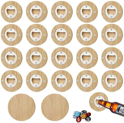 Behogan Apribottiglie in Legno, 20 Pezzi, Magnetici, Adsorbbili, Per Lattine di Birra, Personalizzabili, in Bambù, Ottimo Regalo per Uomo