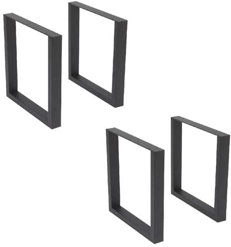 Trintion 4 Stück Tischbeine Metall Schwarz Bankgestell Tischkufen Esstischgestell Tischgestell Vierkantprofilen Metallgestell für DIY Esstisch Schreibtisch Couchtisch (Quadrat 4 Stück)