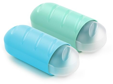 Tatay Porta Bocadillos Fresh | Set de 2 Unidades | Diseño Compacto, Extensible, Tapa Extraíble | Apto Congelador, Microondas y Lavavajillas | Libre de BPA | 7,7 x 6,7 x 18–25 cm, Azul y Verde Menta