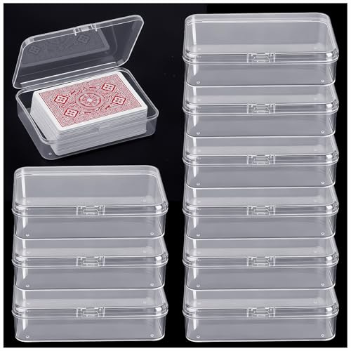 HFKPJRT 10 Pcs Clear Plastic Playing Card Boxes, Card Case Holder with Snap Closure for Poker, Trading, Sports & Business Cards - Deck Storage Organizer