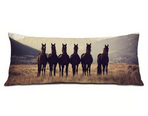 Bolster 90 landskap baby graviditetskudde för att sova kuddfodral, häst kuddfodral 30 x 90 cm, linne förbättra sömnkvalitet kuddfodral, för vardagsrum sovrum säng soffa R-4957