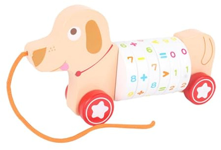 wisoolkic Auto da traino in legno per bambini, luminosa e bella, con durevolezza e resistenza all'usura, giocattolo da traino in legno e durevole, giocattoli con colori tenui e invecchiati.