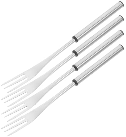 MILISTEN Fonduegabeln 4 Stück aus Edelstahl mit Dreizackiger Spitze und Hitzebeständigen Griffen Lange Stäbchen für Käsefondue Schokolade Marshmallows Passend für Kücheneinsätze und