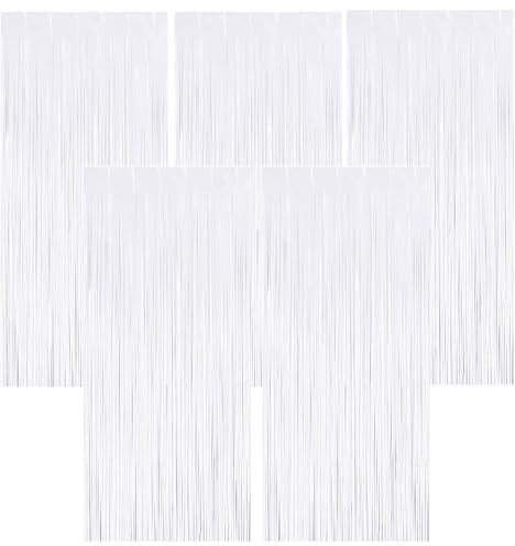 Torytoe 5 Cortinas Metálicas Blanco, Cortinas de oropel 1 x 1.9m