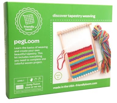 Friendly Loom | PegLoom - 7x10 Wooden Tapestry Loom Weaving Kit for Kids