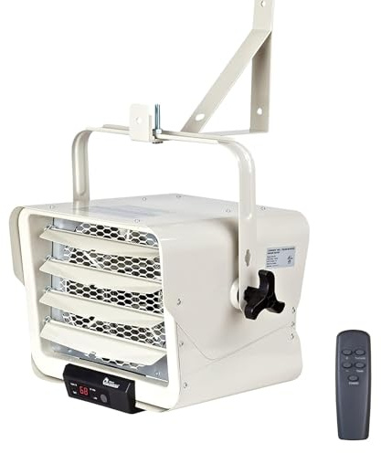 DR. INFRARED HEATER NEW Upgraded DR-975 7500-Watt 240-Volt Hardwired Shop Garage Electric Heater, Wall/Ceiling Mounted with Remote Controlled Thermostat White