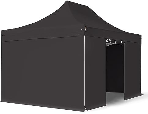 TOOLPORT Faltzelt Faltpavillon Professional 3x4,5 m mit 4 Seitenteilen (ohne Fenster) - ALU Pavillon Partyzelt schwarz