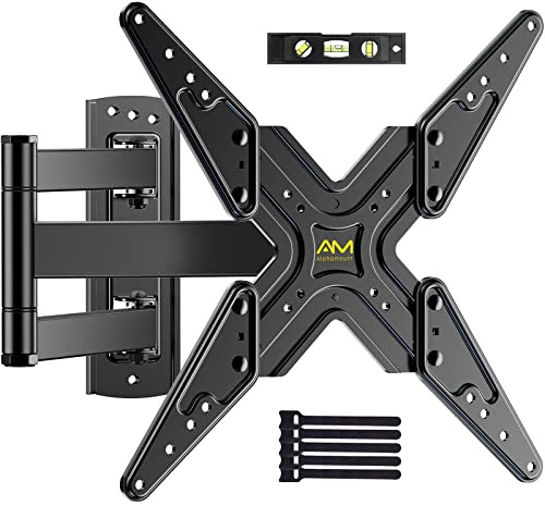TV Mount, Full Motion TV Wall Mount Swivel and Tilt for 26-60 Inch TVs and Monitors up to 70lbs, Single Stud Corner Outdoor Wall Mount TV Bracket Articulating Extension Leveling Max VESA 400X400mm