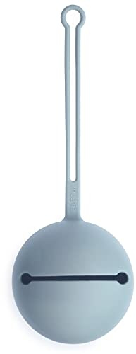 Mushie Dummy Holder Pacifier Case Storage with Strap | Fit up to 3 Dummies | Made of Non-Toxic Food Grade Silicone | Dishwasher Safe for Easy Cleaning | Suitable for All Pacifiers (Powder Blue)