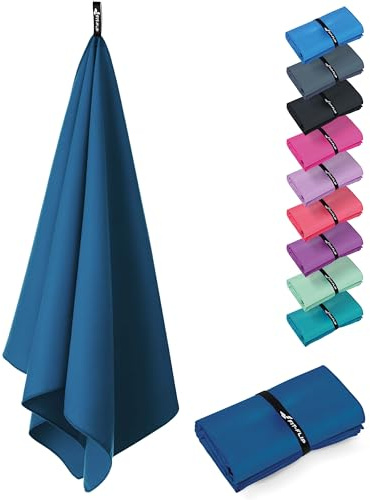 Fit-Flip Serviette Microfibre – compacte, Ultra-légère et Rapidement sèche – Serviette de Bain Microfibre – Serviettes pour Sport Musculation, Piscine, Natation et Plage (1x 30x50cm Bleu Foncé)