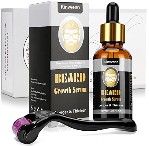 Dessnill Men's Faces Beard Care Set Including 0,5mm Dermaroller, Beard Growth Bartpflege Set, Accelerate Bartwachstum, Serum öL for Men Makes Beard and Hair Grow Faster