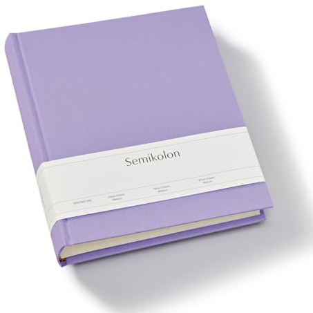 Semikolon 369956 Photo album Classic Medium - 21.6 x 25.5 cm - 80 pages cream-coloured, for 160 photos - lilac silk purple