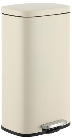 happimess HPM1011I Curtis 8-Gallon Step-Open Trash Can, Fingerprint Resistant, Modern, Minimalistic for Home, Kitchen, Laundry Room, Office, Bedroom, Bathroom, Limestone Beige