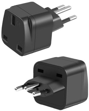 LUKELI 2 Pack UK to BRAZIL Plug Adapter Travel Plug to Brazil UK to Brazilian 3 pin plug Converter Power Adapter for BRAZIL and PARTS of South Africa (Black 2 Pcs)