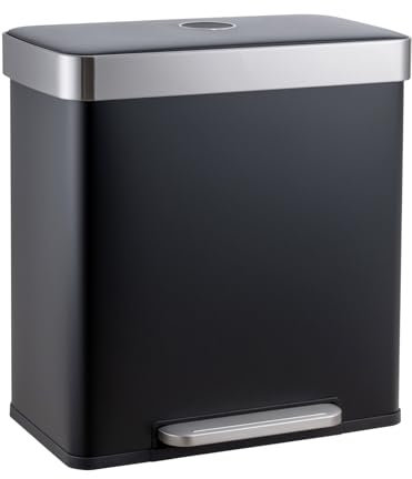 SVITA LT2X30 Mülleimer 60 Liter Treteimer Tretmülleimer Abfalleimer 2 Fächer je 30 Liter freistehend mit Deckel Softclose-Deckel inkl. Inneneimer Schwarz