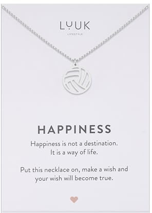 LUUK LIFESTYLE Collana con Ciondolo Diverso con carta HAPPINESS, 50cm | Ciondolo Diverso, Acciaio Inossidabile, Impermeabile, Ipoallergenico, Catena Regolabile, Idea Regali donna, Lei