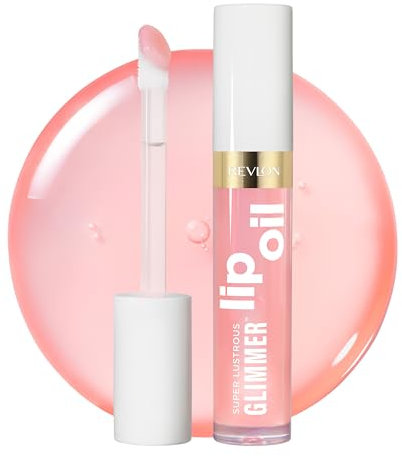 Revlon Super Lustrous Glimmer Lip Oil, Aceite labial hidratante, Tinte de labios, con Aceite de escualano vegetal, 001 Candy Hearts