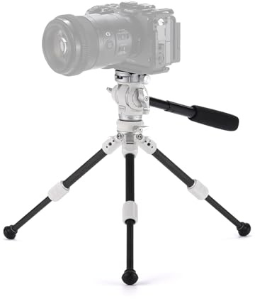 Tilta Trípode para Cámara con Cabezal Fluido para Vídeo de Mesa con Patas de Trípode de Fibra de Carbono de 1 Etapa, Rosca de 1/4-20, Placa Arca, Carga Máxima de 3 KG - Blanco Nieve TT-VT03-FB-SW