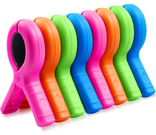 KEYBOO 8 Pcs Towel Clips for Sun Loungers, Large Beach Towel Clips for Sunbeds Beach Pegs for Towels, Laundry Pegs Sunbed Towel Clips Sunbed Pegs for Beach Towels Pool Chairs Essentials Accessories