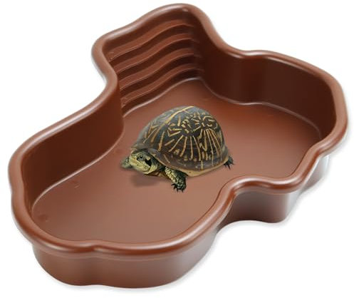 KXVXXV Reptilien Badebecke Schildkröten Wasserschale mit geneigter Futterplatte Wasserschale Terrarium Zubehör Schildkröten Zubehör für Schildkröte Gecko Schlangenschildkröte