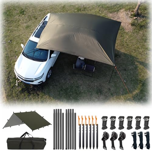 3x4m Car Awning Camping SUV Sun Shelter Waterproof Universal Tent Canopy Anti-UV for Van Campervan Caravan Truck Vehicle