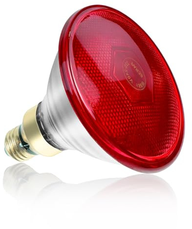 Relhafethy Infrared Light Bulb, 150W Red Light Lamp Bulb, E27 Standard