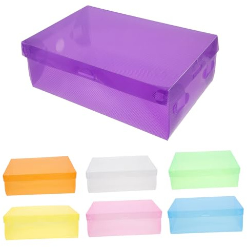 Mikikit Scatole Portascarpe Organizer Scarpe Set 7 Impilabili in Plastica Trasparente e Funzione di Conservazione Conveniente Design Salvaspazio Colore Casuale per Casa e Dormitorio