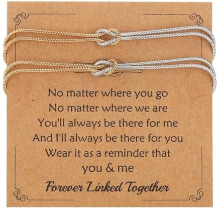 XFSRG 2 Piezas Doble Capa con Nudo Pulsera Mujer con Tarjeta Pulseras Elegante Ajustable Pulsera para Parejas Mejores Amigas