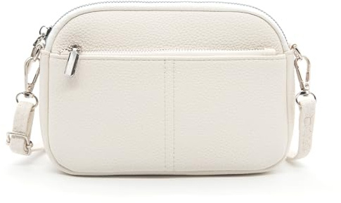 YAMEIZE Bolso Bandolera para Mujer Pequeño Bolso Cruzado Cuero PU Bolsas para Teléfono Bolso Pequeño Bandolera con Tirantes Ajustables para Uso Diario (Blanco)