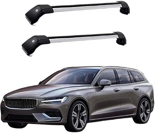 VAPORVERSE 2 Piezas Barras de Techo Baca de Coche para Volvo V60 2011-2018 Barras de Techo con Aluminio, para Transporte de Viajepara Coches con Rieles,C