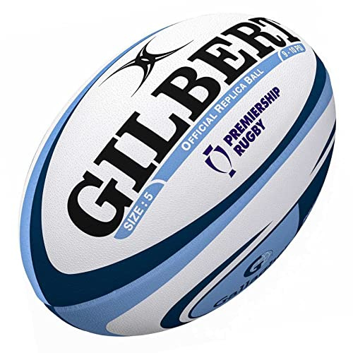 Gallagher Premiership Replica Rugby Ball - White/Blue - size 5