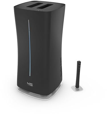Stadler E-009 Form Humidifier EVA with WiFi, Room Humidifier, External Humidity Sensor, Auto Mode, for Rooms up to 80 m², Ultrasonic Nebuliser, Dimmable LEDs, Suitable for Fragrance Oil, Black
