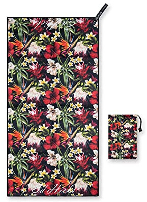 Ed Hicks- Small Microfibre Gym Towels for Women (40x80cm) — Compact, Quick Dry Sports Towel – Ideal Sweat Towel for Cardio, Cycling, Strength Training, Yoga, and Running (Tropical Flowers)